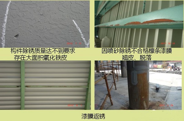 山西太原鋼結構工程涂裝中除銹質(zhì)量達不到要求構件漆膜返銹